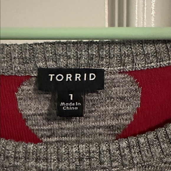 Torrid Gray and Red Heart Sweater - Picture 2 of 3